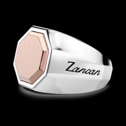 Anello Zancan esagonale in argento e oro rosa.