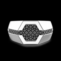 Anello Zancan in argento con pietre nere.