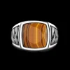 Anello Zancan in argento con pietra occhio di tigre.