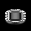 Anello Zancan in argento con scritta in latino e pietra onice.