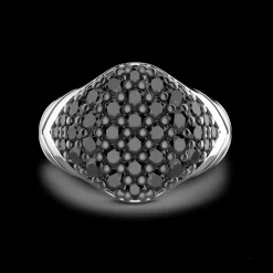 Anello Zancan in argento con pietre nere.