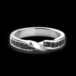 Anello Zancan in argento a fede con pietre nere.