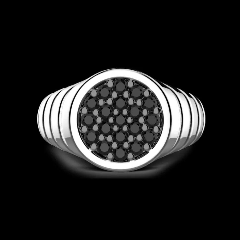 Anello Zancan in argento con pietre nere.