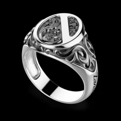 Anello Zancan in argento con pietre nere.