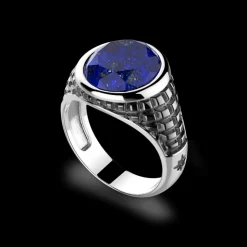 Anello Zancan in argento con pietra blu.