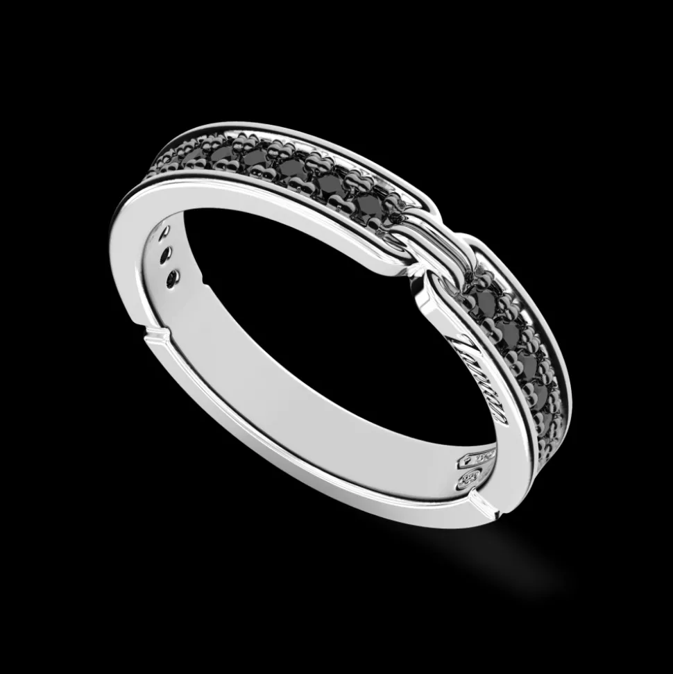 Anello Zancan in argento con pietre nere.