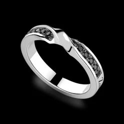 Anello Zancan in argento a fede con pietre nere.
