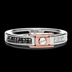 Anello Zancan in oro bianco e rosa con diamanti.