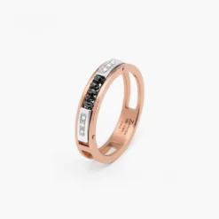 Anello Zancan in oro bianco e rosa con diamanti.
