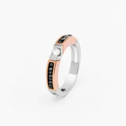 Anello Zancan in oro bianco e rosa con diamanti.