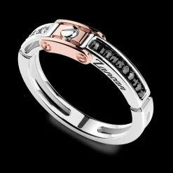 Anello Zancan in oro bianco e rosa con diamanti.