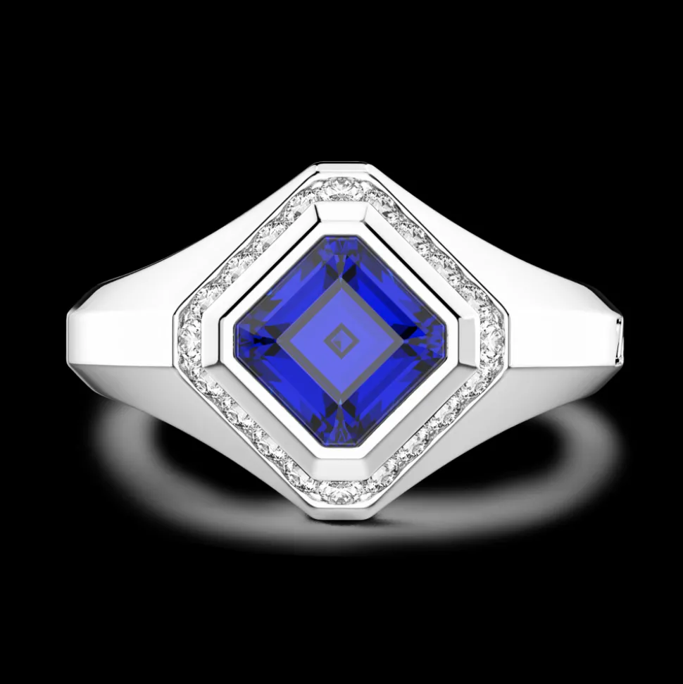 Anello Zancan in oro 18kt con zaffiro blu.