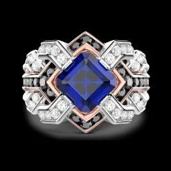 Anello Zancan in oro 18kt con zaffiro blu.