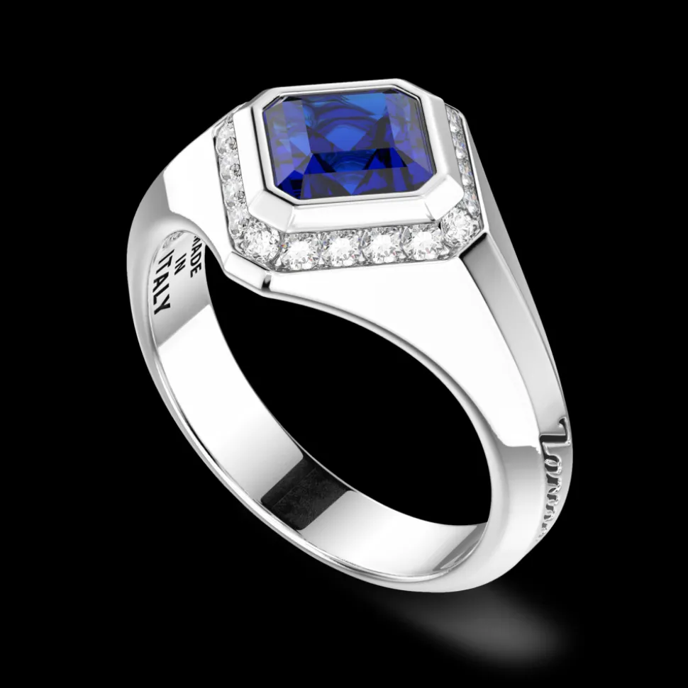 Anello Zancan in oro 18kt con zaffiro blu.