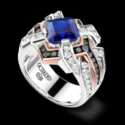 Anello Zancan in oro 18kt con zaffiro blu.