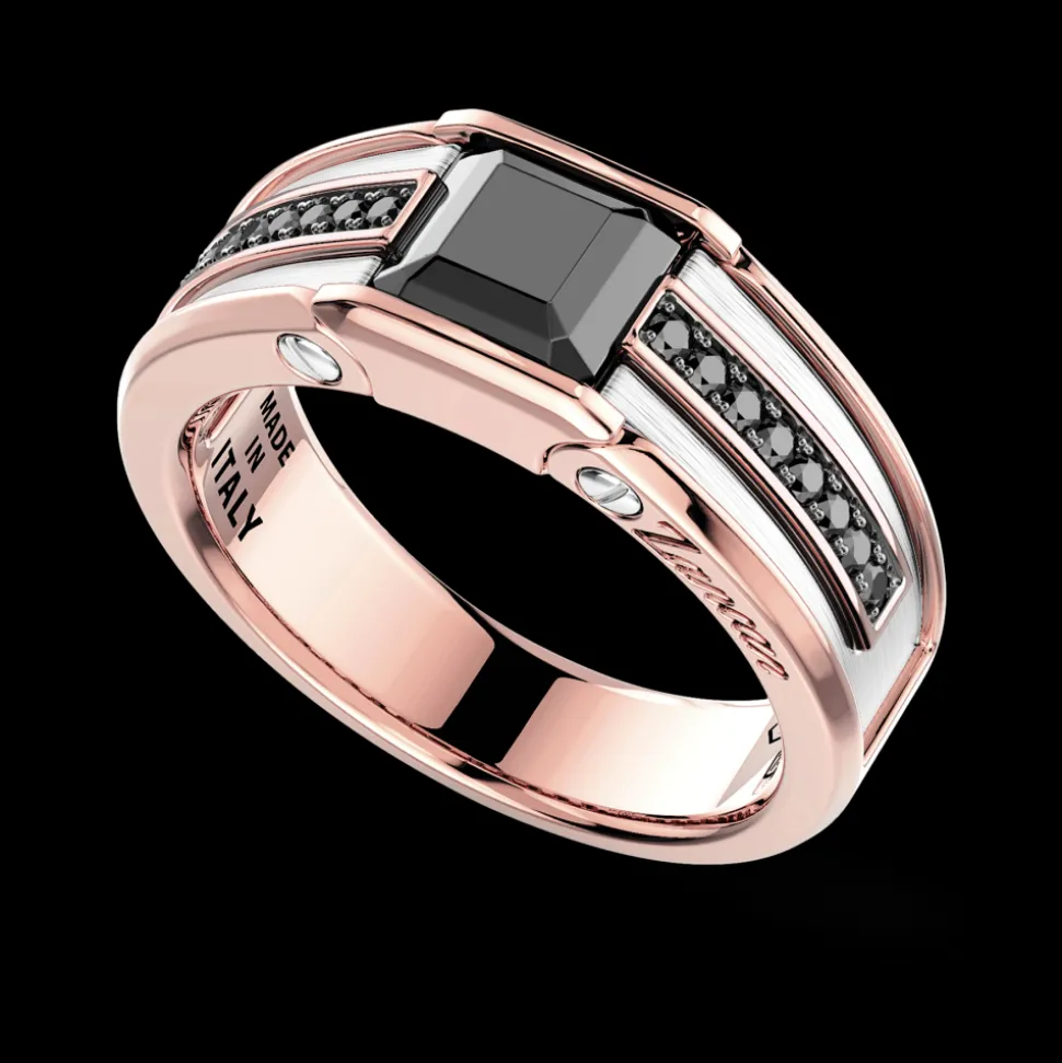 Anello Zancan in oro 18kt con diamante nero.