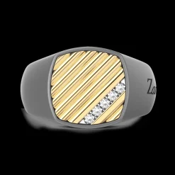 Anello Zancan in titanio, oro 18kt e diamanti.