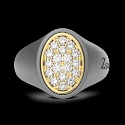 Anello Zancan in titanio, oro 18kt e diamanti.