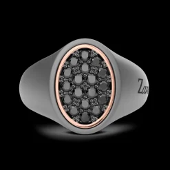 Anello Zancan in titanio, oro 18kt e diamanti.