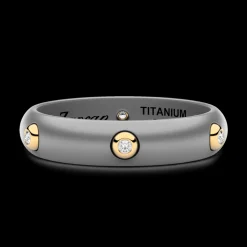 Anello Zancan in titanio, oro 18kt e diamanti neri