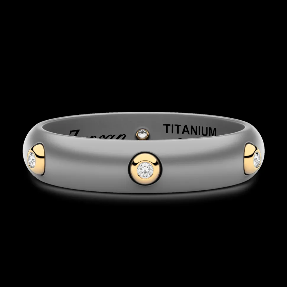 Anello Zancan in titanio, oro 18kt e diamanti neri
