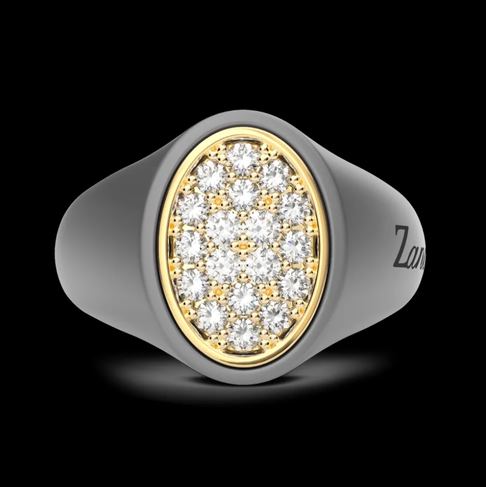 Anello Zancan in titanio, oro 18kt e diamanti.