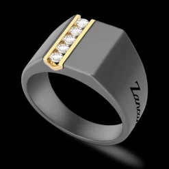 Anello Zancan in titanio, oro 18kt e diamanti.