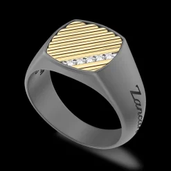Anello Zancan in titanio, oro 18kt e diamanti.