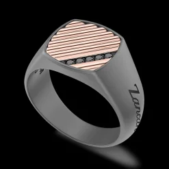Anello Zancan in titanio, oro 18kt e diamanti.