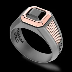 Anello Zancan in titanio, oro 18kt e diamanti neri