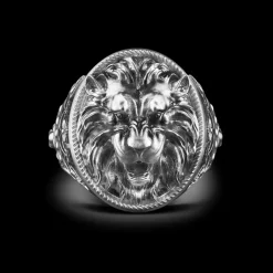 Anello Zancan leone in argento con finitura vintage.