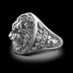 Anello Zancan leone in argento con finitura vintage.