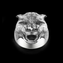 Anello Zancan pantera in argento con finitura vintage.
