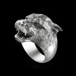Anello Zancan pantera in argento con finitura vintage.