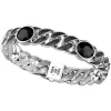 Bracciale a grumetta larga Zancan in argento con finitura striata in nero e pietre onice.