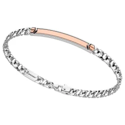 Bracciale a grumetta Zancan in argento con targa ed inserti in oro rosa.