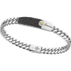 Bracciale a grumetta Zancan in argento con targa ad effetto pelle.