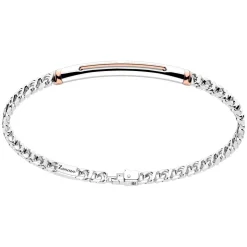 Bracciale a grumetta Zancan in argento con targa ed inserti in oro rosa.