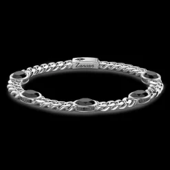 Bracciale a grumetta Zancan in argento con pietre nere.