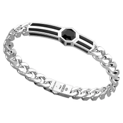 Bracciale a grumetta Zancan in argento con targa e onice.