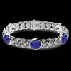 Bracciale a grumetta Zancan in argento con finitura striata in nero e pietre blu.