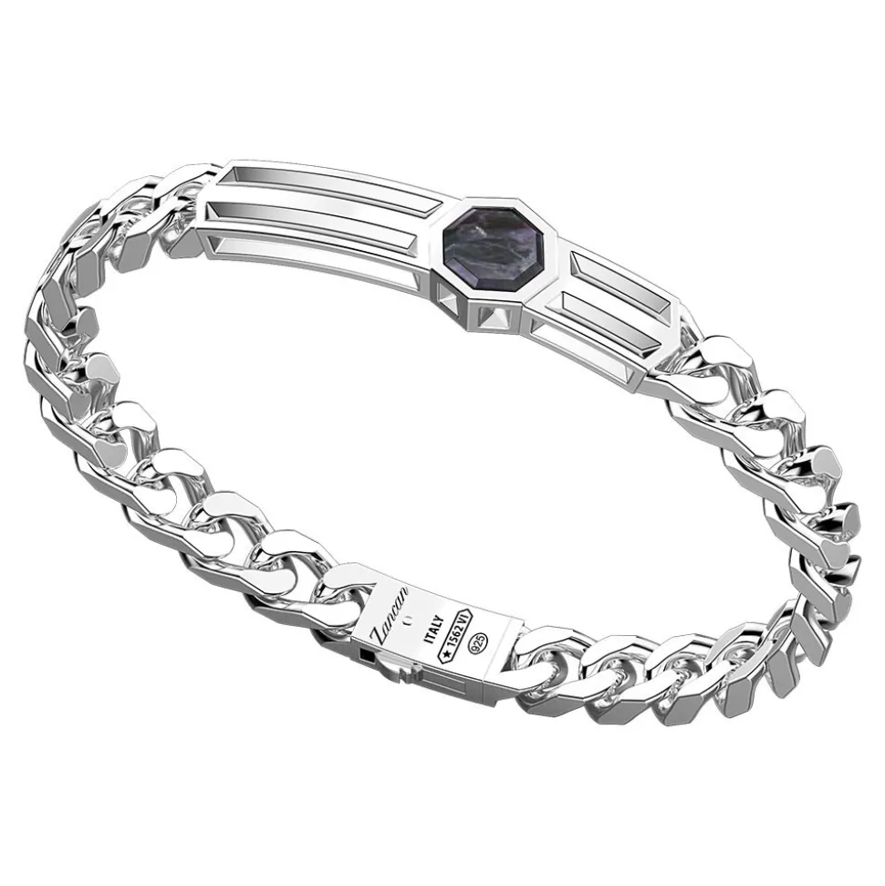 Bracciale a grumetta Zancan in argento con targa e madreperla.