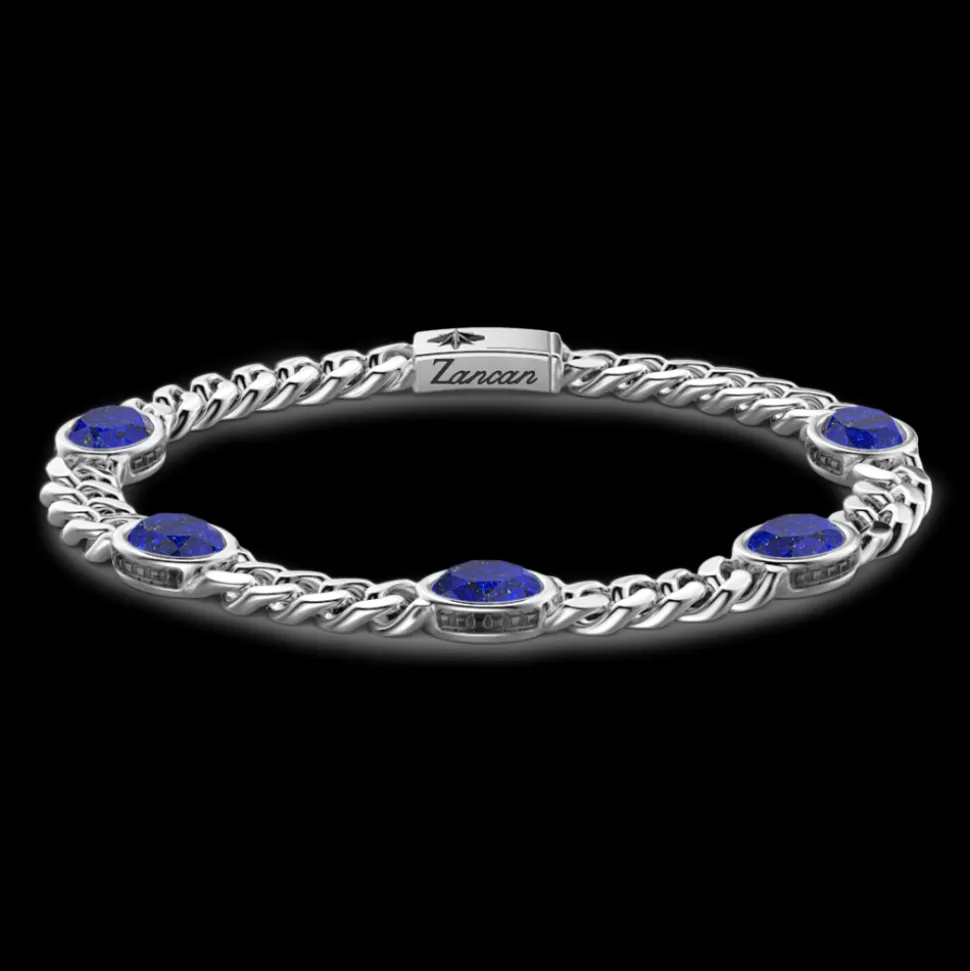 Bracciale a grumetta Zancan in argento con pietre blu.
