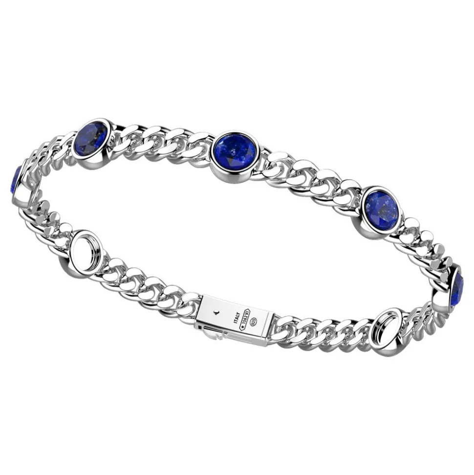 Bracciale a grumetta Zancan in argento con pietre lapis.