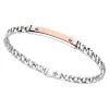 Bracciale a grumetta Zancan in argento con targa ed inserti in oro rosa.