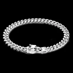 Bracciale a grumetta Zancan in argento con chiusura a testa di pitbull.