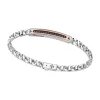 Bracciale a grumetta Zancan in argento con targa ed inserti in oro rosa e pietre nere.