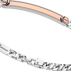 Bracciale a grumetta Zancan in argento con targa ed inserti in oro rosa.