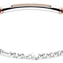 Bracciale a grumetta Zancan in argento con targa ed inserti in oro rosa.