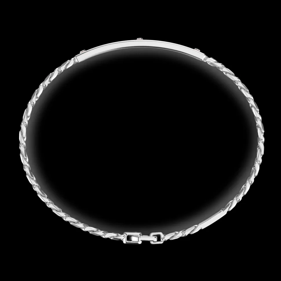 Bracciale a grumetta Zancan in argento con targa ed inserti in oro rosa.